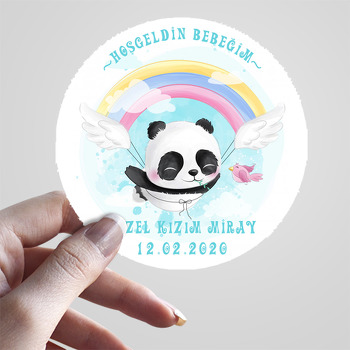 Melek Kanatlı Panda Temalı Sticker