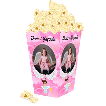 Melek Kanatlı Pembe Temalı Popcorn Kutusu