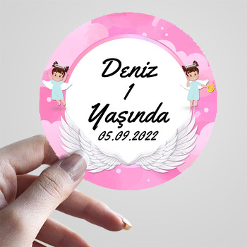 Melek Kanatlı Pembe Temalı Sticker