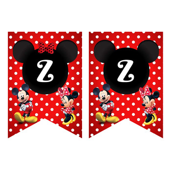 Mickey ile Minnie Mouse İkiz Temalı Flama Banner