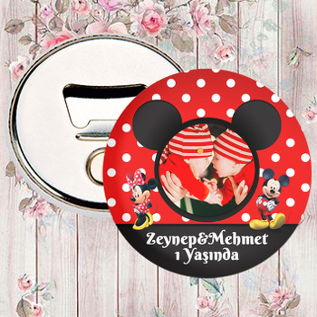 Mickey ile Minnie Mouse İkiz Temalı Magnet Açacak