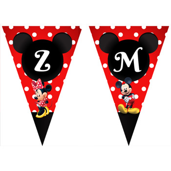 Mickey İle Minnie Mouse İkiz Temalı Parti Banner