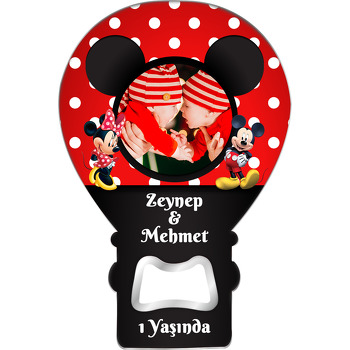 Mickey İle Minnie Mouse İkiz Temalı Resimli Balon Magnet Açacak