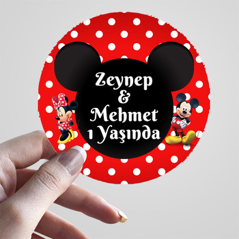 Mickey ile Minnie Mouse İkiz Temalı Sticker