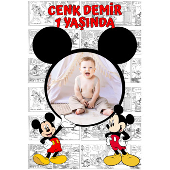 Mickey Mouse Çizgi Roman Fon Temalı Doğum Günü Afiş