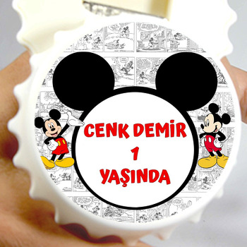 Mickey Mouse Çizgi Roman Fon Temalı Kapak Şekilli Magnet Açacak