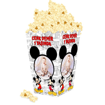 Mickey Mouse Çizgi Roman Fon Temalı Popcorn Kutusu