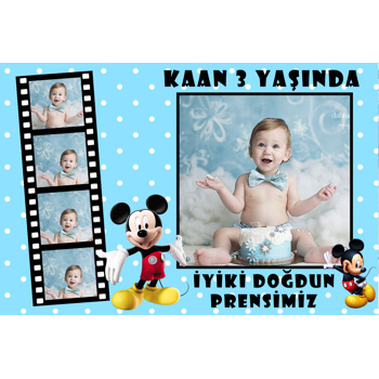 Mickey Mouse Film Şeridi Mavi Temalı Doğum Günü Magnet