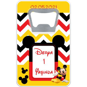 Mickey Mouse Sarı Temalı Dikdörtgen Magnet Açacak