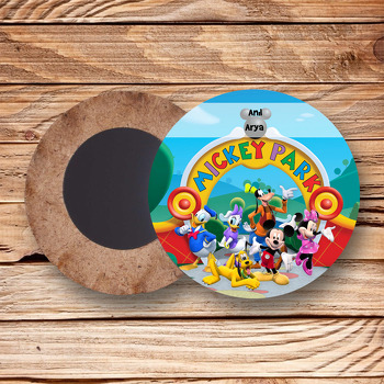 Mickey Mouse Temalı Ahşap Daire Magnet