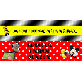 Mickey Mouse Temalı Hediye Paket Başlığı