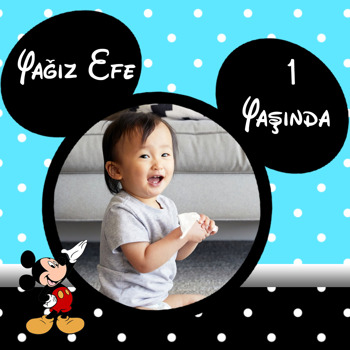 Mickey Mouse  Temalı Kare Parti Afiş