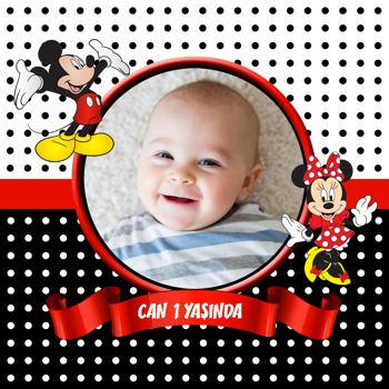 Mickey Mouse Temalı Kare Parti Afiş