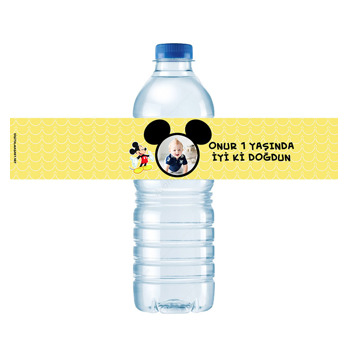 Mickey Mouse Temalı Şu Şişesi Etiketi
