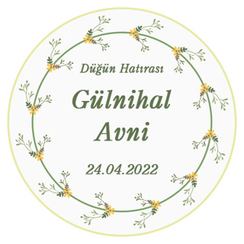 Mimoza Çiçeği Çerçeve Temalı Sticker