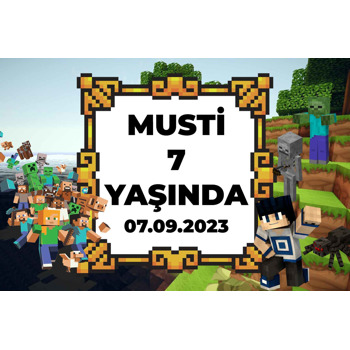 Minecraft Dünyası Temalı Doğum Günü Afiş