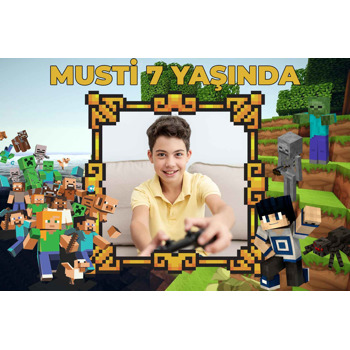 Minecraft Dünyası Temalı Doğum Günü Magnet