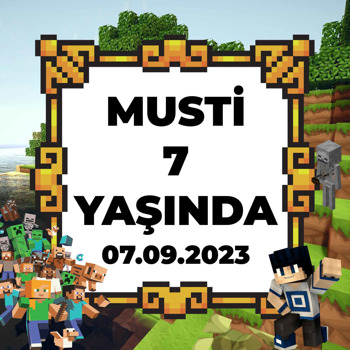 Minecraft Dünyası Temalıı Kare Parti Afiş