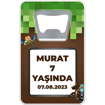 Minecraft Pixel Fon Temalı Dikdörtgen Magnet Açacak