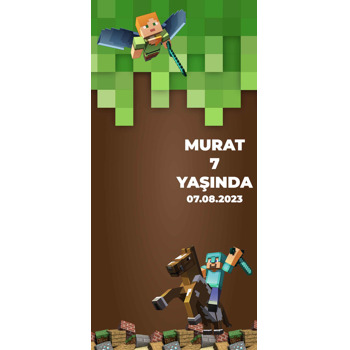 Minecraft Pixel Fon Temalı Hediyelik Kart