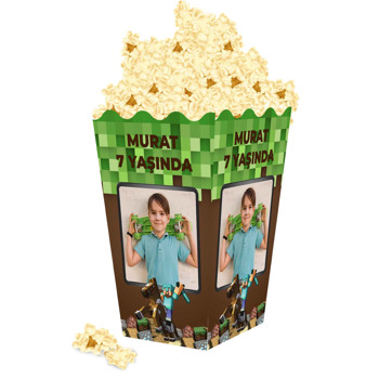 Minecraft Pixel Fon Temalı Popcorn Kutusu