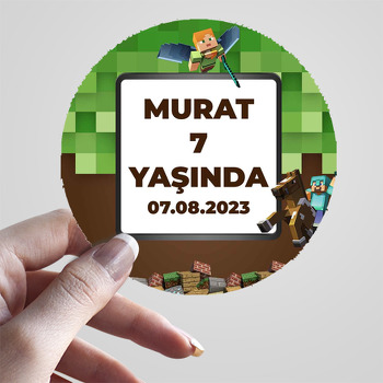 Minecraft Pixel Fon Temalı Sticker