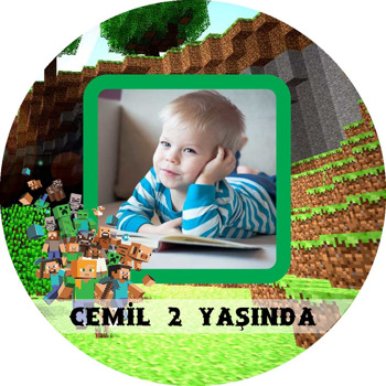 Minecraft Temalı Akrilik Daire Magnet