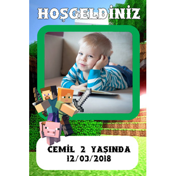 Minecraft Temalı Doğum Günü Afiş