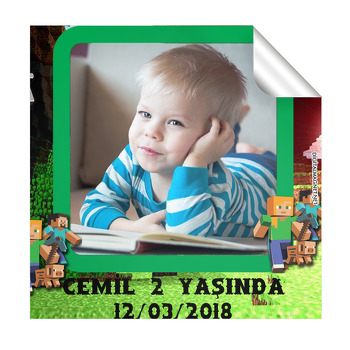 Minecraft Temalı Kare Etiket