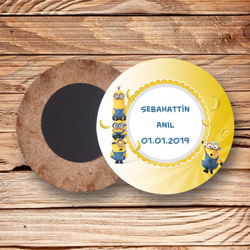 Minion 2  Temalı Ahşap Daire Magnet