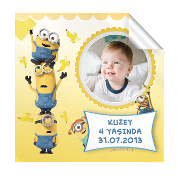 Minion 2 Temalı Doğum Günü  Kare Etiket