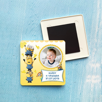 Minion 2 Temalı Doğum Günü Plastik Kare Magnet