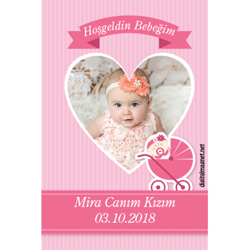 Miniş Bebek Arabalı Temalı Hoşgeldin Bebek Magnet