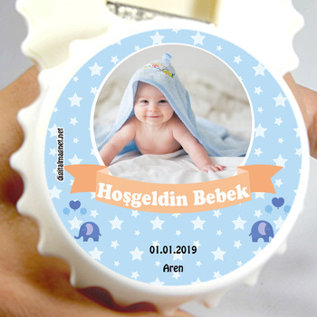 Miniş Fil Temalı Hoşgeldin Bebek Kapak Şekilli Magnet Açacak