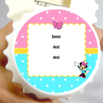 Minnie Mouse 2 Temalı Kapak Şekilli Magnet Açacak