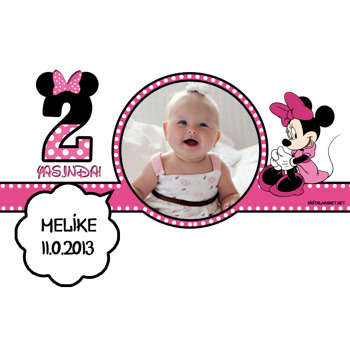 Minnie Mouse 2 Yaş Temalı Plastik Magnet