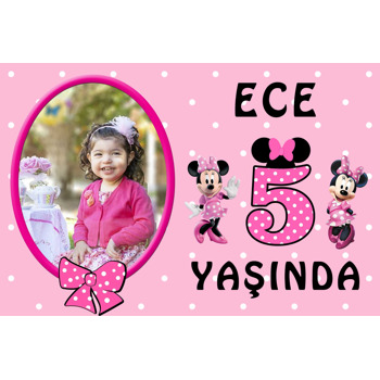 Minnie Mouse 5 Yaş Temalı Doğum Günü Afiş