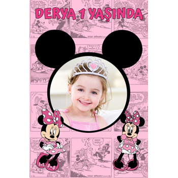 Minnie Mouse Çizgi Roman Fon Temalı Doğum Günü Magnet