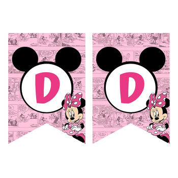 Minnie Mouse Çizgi Roman Fon Temalı Flama Banner