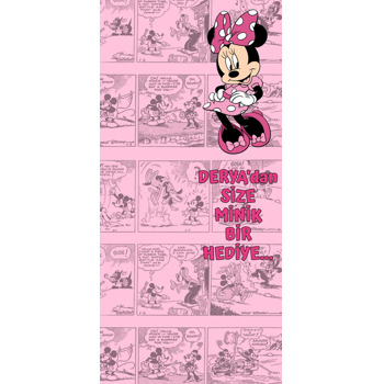 Minnie Mouse Çizgi Roman Fon Temalı Hediyelik Kart