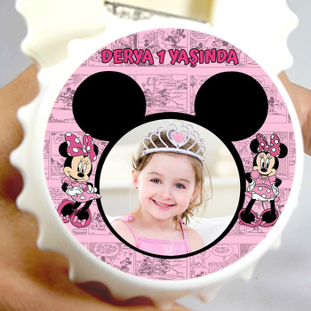 Minnie Mouse Çizgi Roman Fon Temalı Kapak Şekilli Magnet Açacak