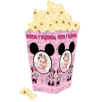 Minnie Mouse Çizgi Roman Fon Temalı Popcorn Kutusu