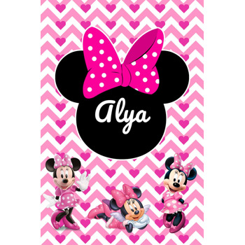 Minnie Mouse ile Zigzag Pembe Fon Temalı Doğum Günü Afiş