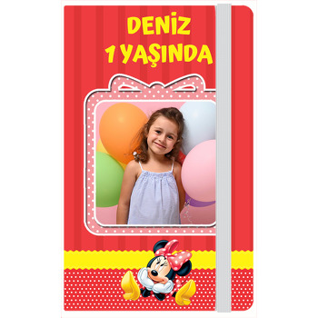 Minnie Mouse Kırmızı Puantiye Sarı Şerit Temalı Anı Defteri