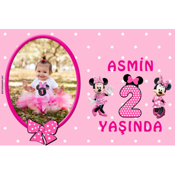 Minnie Mouse Temalı Doğum Günü Afiş