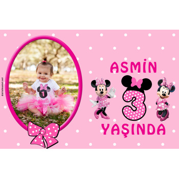 Minnie Mouse Temalı Doğum Günü Afiş