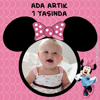 Minnie Mouse Temalı Doğum Günü   Kare Parti Afiş