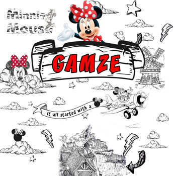 Minnie  Mouse Temalı Karakalem Kare Afiş