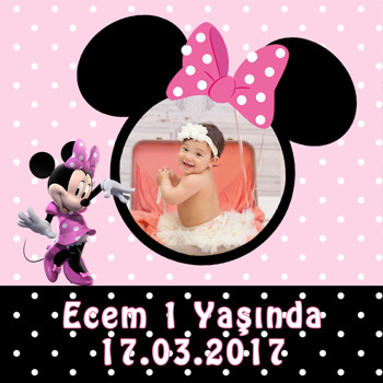 Minnie Mouse Temalı Kare Parti Afiş