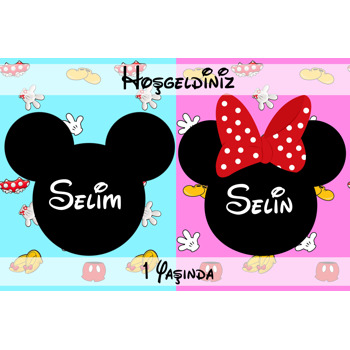 Minnie ve Mickey Mouse  Temalı İkiz Afiş